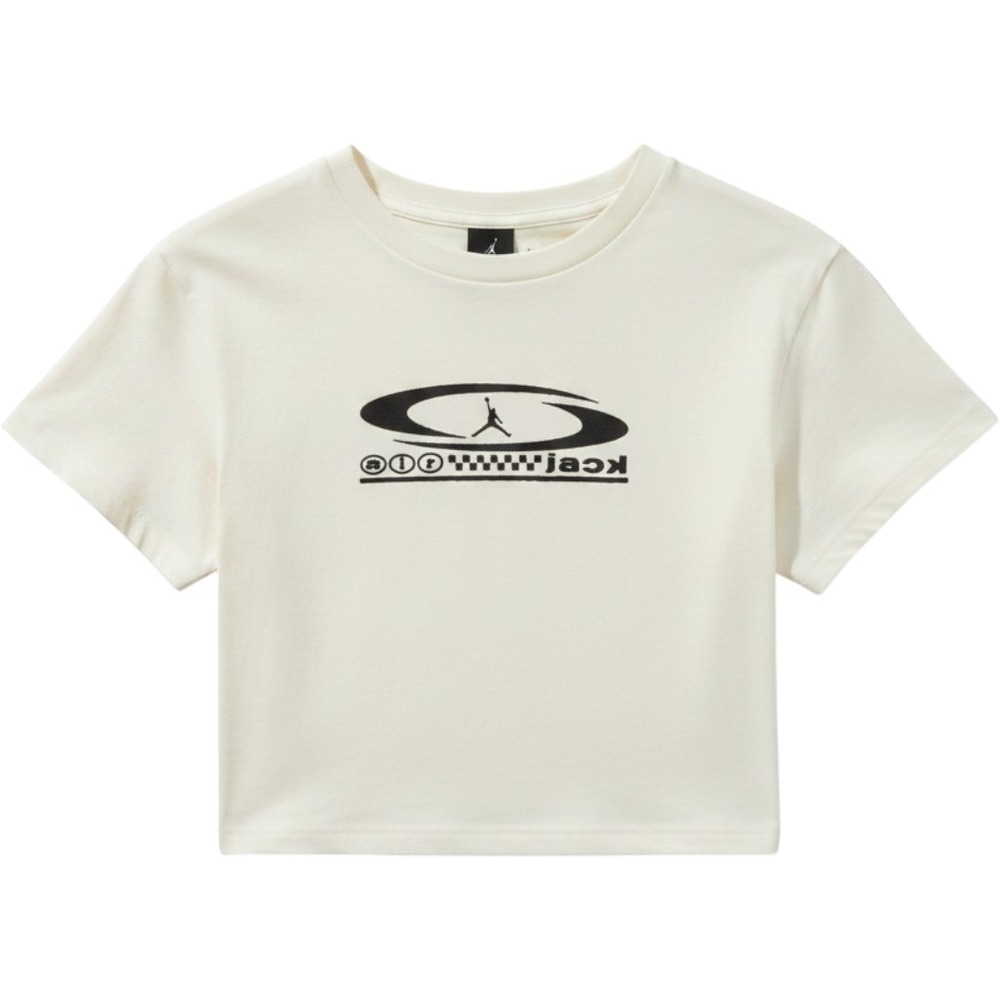 Jordan x Travis Scott Women T-Shirt Sail White Cropped Cactus Jack FQ7805-133 M